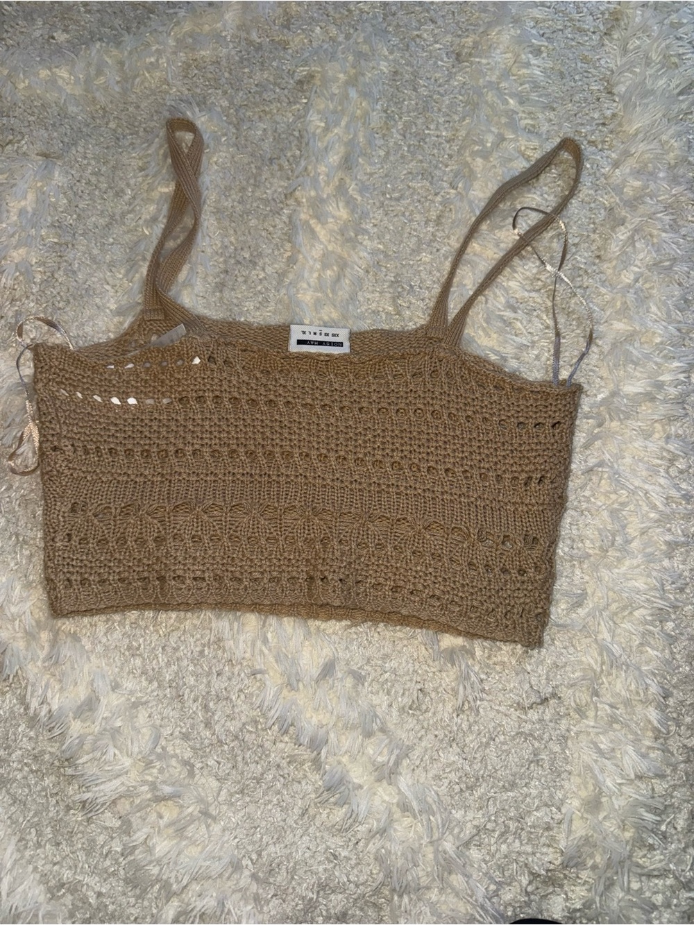 Noisy May Tan Crochet Knit Crop Camisole